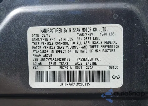 2018 Infiniti Q50 2.0T Luxe z USA, uszkodzony, nr VIN JN1CV7AR4JM280135